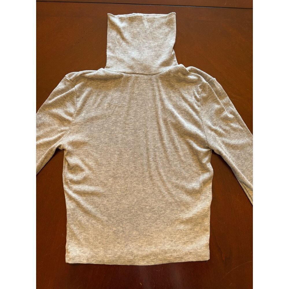 Sunday Best Ribbed Modal Turtleneck Long Sleeve Casual Top in Gray Size XS - Picture 7 of 10